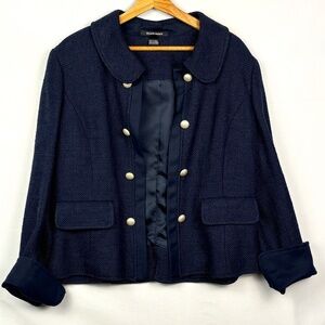 Ellen Tracy Women  Linen Tweed Textured Button Blazer Jacket Sz14 Classic Preppy